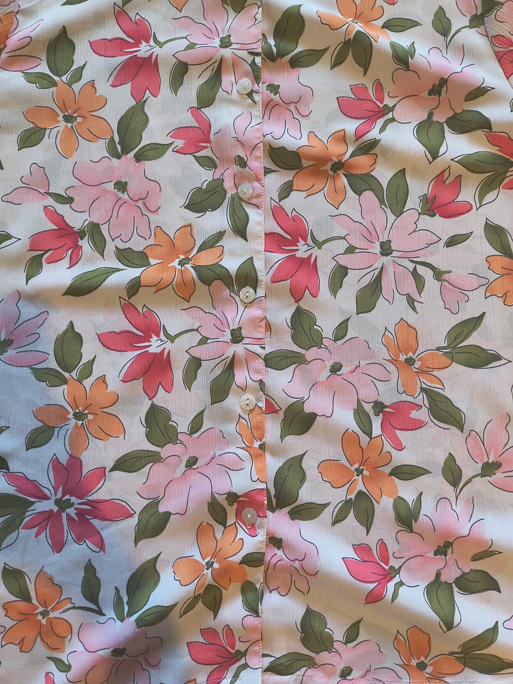 Bon Worth Multi Pink Orange Floral Collared Button-Down Blouse Office - Picture 6 of 8